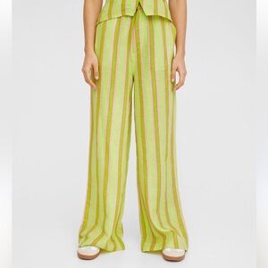 NWT Nasty Gal Stripe Baggy Lime Pink Striped Trousers